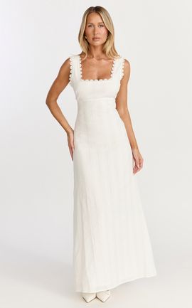 Showpo Roxanne Midi Dress - Square Neck Fit And Flare Dress in White