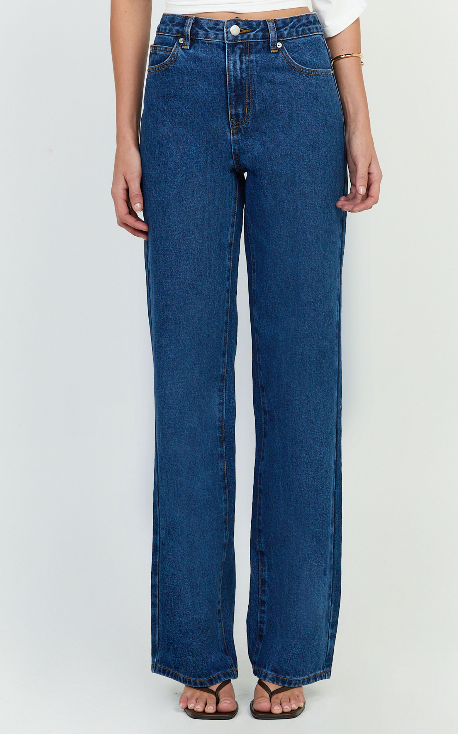 Showpo Summer Jeans - High Rise Relaxed Fit Jeans in Dark Mid Blue Wash