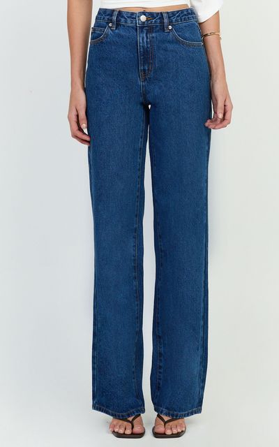 Showpo Summer Jeans - High Rise Relaxed Fit Jeans in Dark Mid Blue Wash