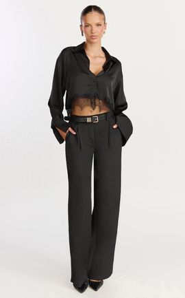 Showpo Tessa Pants - Elastic Back Pull On Tailored Pants in Black