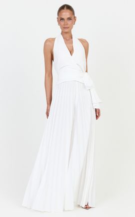Showpo Valentina Pants - Pleated Wide Legged Pants in Off White