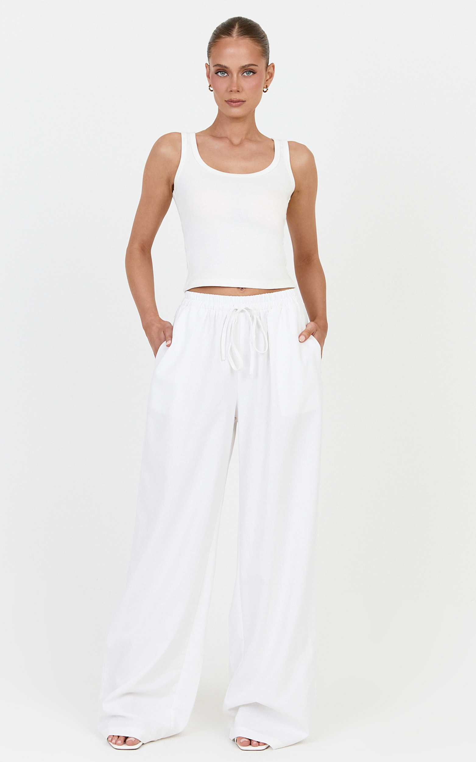 Showpo Vivienne Pants - Linen Blend Wide Leg Pants in Ivory