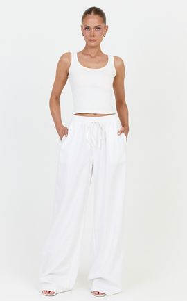 Showpo Vivienne Pants - Linen Blend Wide Leg Pants in Ivory