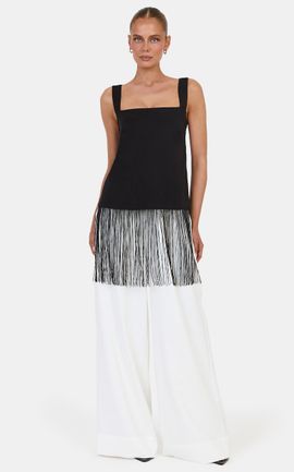 Showpo Yara Top - Fringe Hem Top in Black