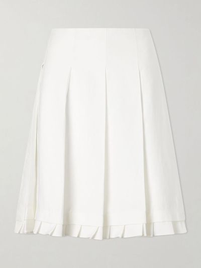 SHUSHU/TONG Pleated linen midi skirt