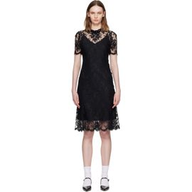 SHUSHU/TONG SHUSHU/TONG Black Beaded Lace Short-Sleeve Midi Dress
