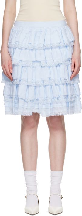 SHUSHU/TONG SHUSHU/TONG Blue Tiered Lace Midi Skirt