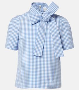 Shushu/Tong Shushu/Tong Bow-detail gingham cotton top