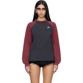SHUSHU/TONG SHUSHU/TONG Gray & Burgundy Crewneck Long-Sleeve T-shirt