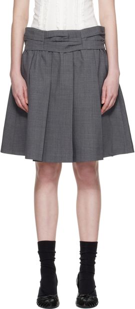 SHUSHU/TONG SHUSHU/TONG Gray Draped Waist Wide-Pleat Midi Skirt