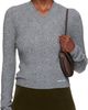 SHUSHU/TONG SHUSHU/TONG Gray Lace-Trimmed V-Neck Knit Sweater - 1