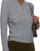 SHUSHU/TONG SHUSHU/TONG Gray Lace-Trimmed V-Neck Knit Sweater - 2