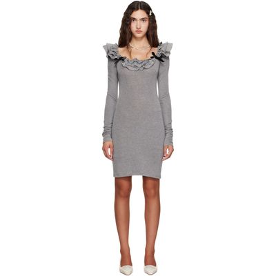 SHUSHU/TONG SHUSHU/TONG Gray Lace Trim Stretch Fitted Minidress