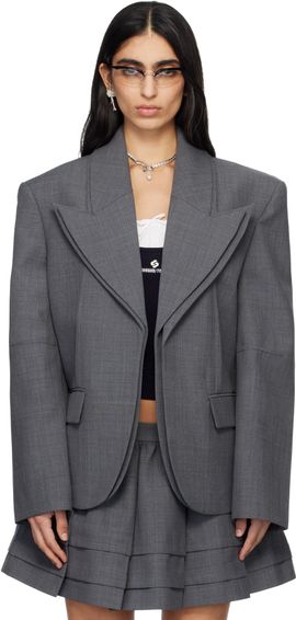 SHUSHU/TONG SHUSHU/TONG Gray Peak Lapel Oversized Blazer