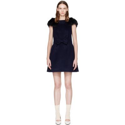SHUSHU/TONG SHUSHU/TONG Navy Bow Pucker Waist Minidress