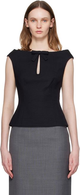 SHUSHU/TONG SHUSHU/TONG Navy Keyhole Cold-Shoulder Crop Top