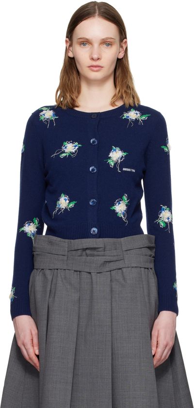 SHUSHU/TONG SHUSHU/TONG Navy Threadwork Knit Cardigan