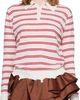 SHUSHU/TONG SHUSHU/TONG Off-White & Red Striped Long-Sleeve Knit Polo - 1