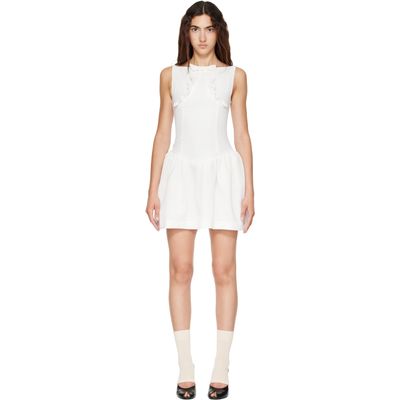 SHUSHU/TONG SHUSHU/TONG White Bow Detail Ruffled Minidress