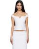 SHUSHU/TONG SHUSHU/TONG White Cut-Out U-Neck Crop Top - 1