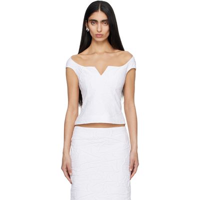 SHUSHU/TONG SHUSHU/TONG White Cut-Out U-Neck Crop Top