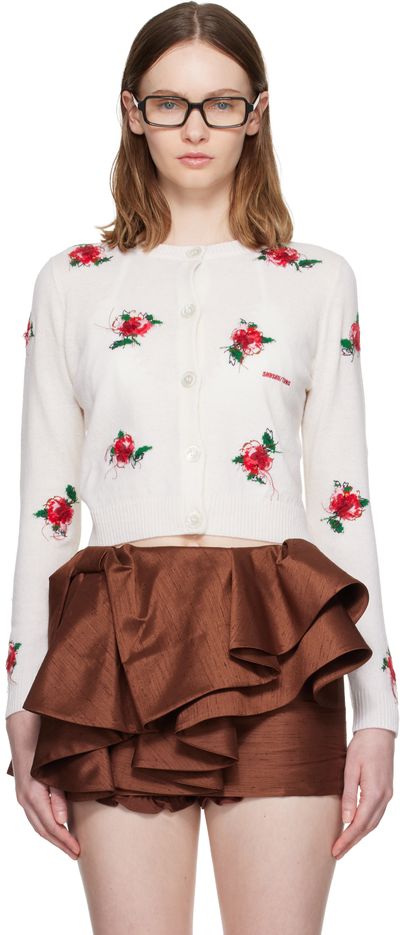 SHUSHU/TONG SHUSHU/TONG White Threadwork Knit Cardigan