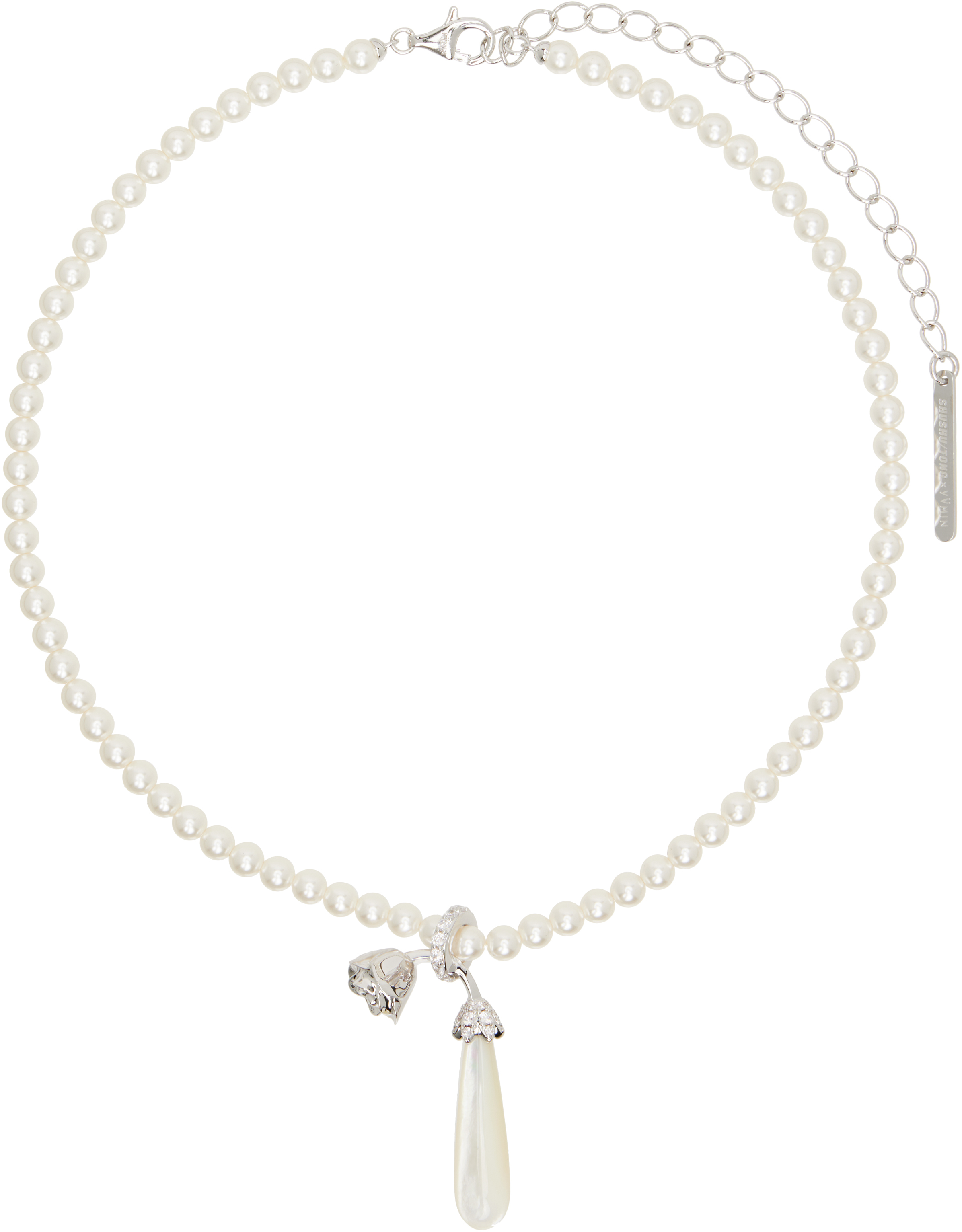 SHUSHU/TONG - YVMIN Edition Faux-Pearl Drop Sleeping Rose Necklace