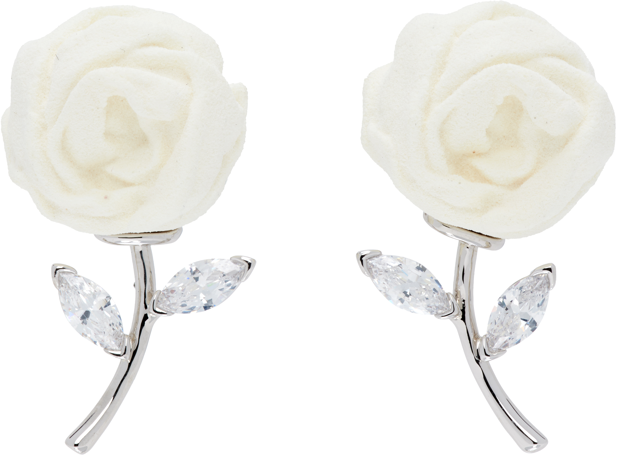 SHUSHU/TONG - YVMIN Edition Paper Ball Rose Gemstone Leaf Stud 