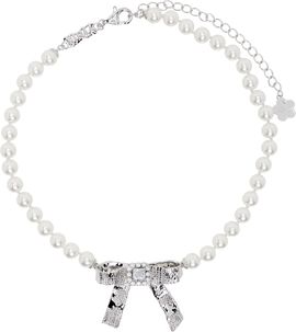 SHUSHU/TONG SHUSHU/TONG YVMIN Edition Tin Foil Bow Faux-Pearl Necklace