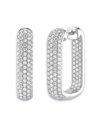 Shy Creation Shy Creation 14K White Gold Kate Diamond Pave Rectangle Hoop Earrings, 2.11 tcw