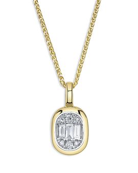 Shy Creation Shy Creation 14K Yellow Gold Diamond Baguette & Round Chopin Pendant Necklace, 18