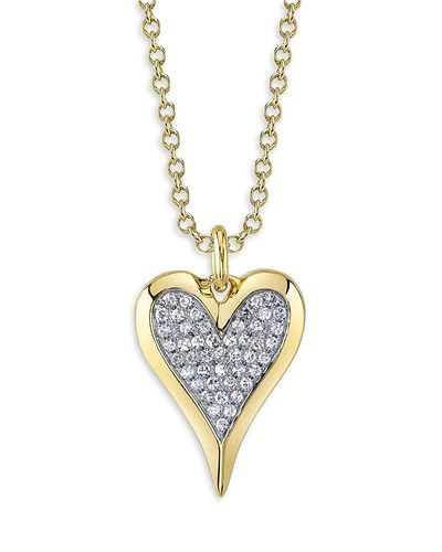 Shy Creation Shy Creation 14K Yellow Gold Diamond Pave Heart Pendant Necklace, 18