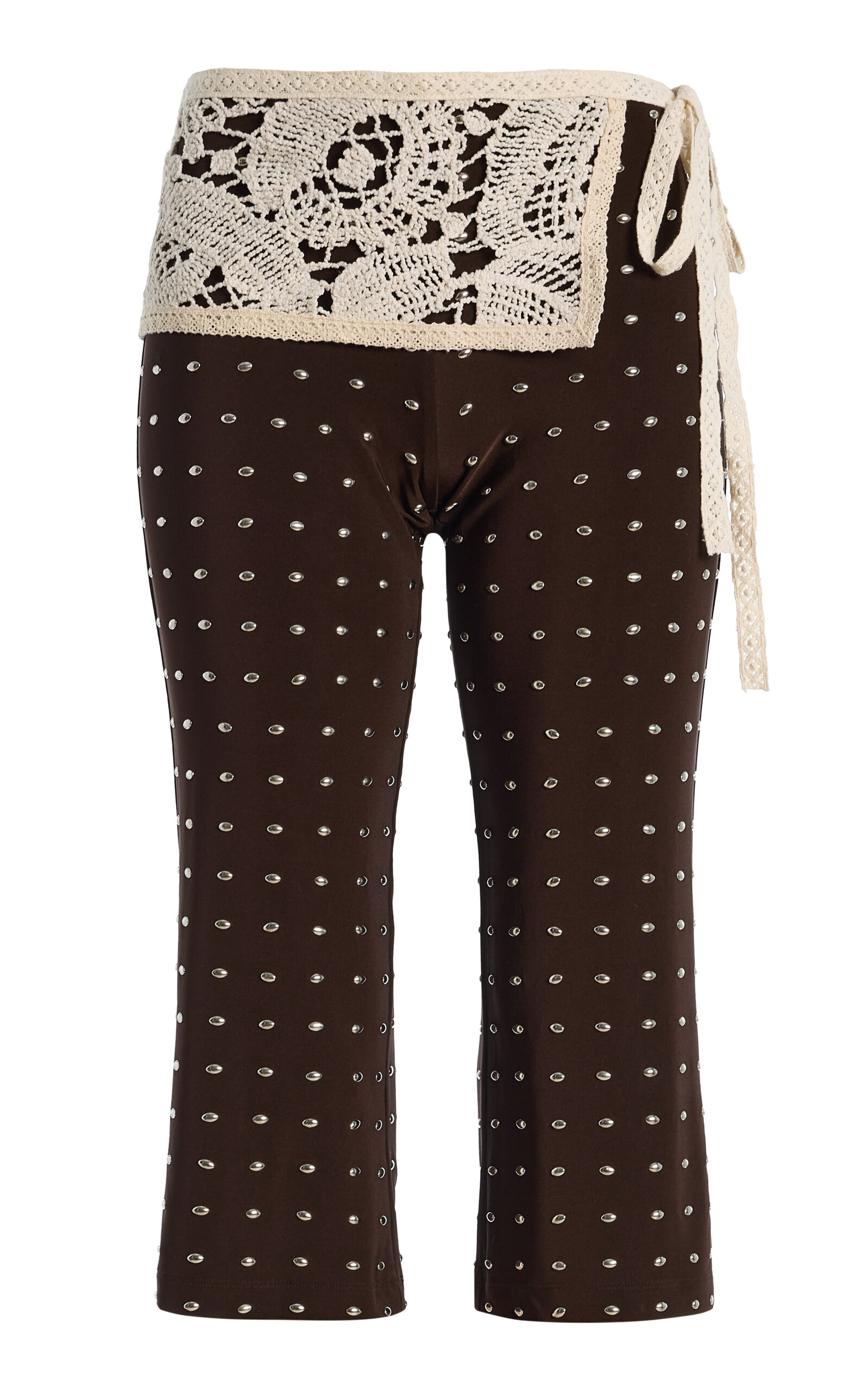 SIEDRÉS SIEDRÉS Gianna LaceDetailed Studded Capri Pants