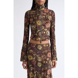 Siedrés Siedrés Jun Stretch Velvet Devoré Crop Zip Jacket