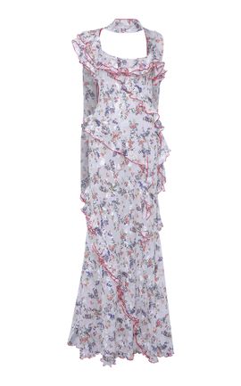 SIEDRS - - Raye Scarf-Detailed Midi Halter Dress - Burgundy - S - Only At  Moda Operandi