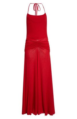Siedrés Siedrés Ruched Mesh Halter Maxi Dress