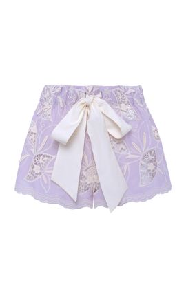 SIEDRÉS SIEDRÉS Shol BowDetailed PoplinLace Shorts Purple M