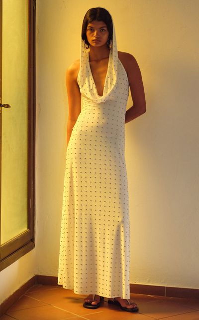 knee length dresses for ladies Diamond Dusk Beige Rhinestone Maxi Dress