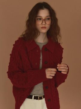 SIEERING Grelot Cardigan Knit_ [Red]