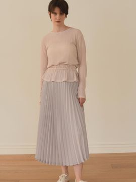 SIEERING Ice Lightweight Pleated Skirt [Beige]