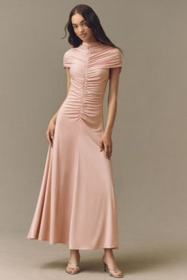 Siempre Micro-Cape Jersey Maxi Dress