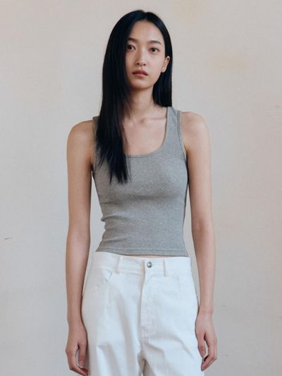 sienne Essential Sleeveless Top [Melange Gray]