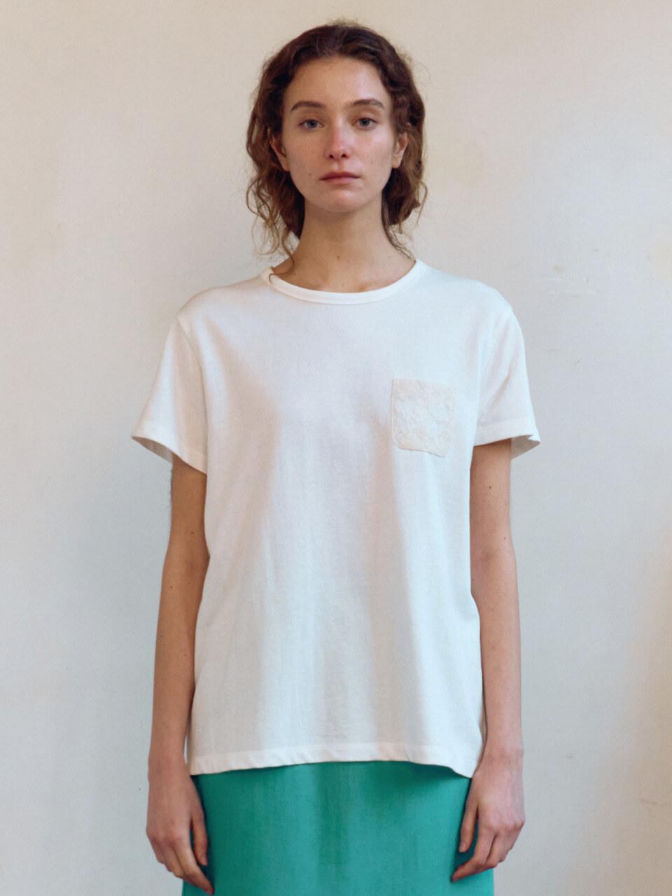 sienne Lace Pocket T-shirt [Ivory]