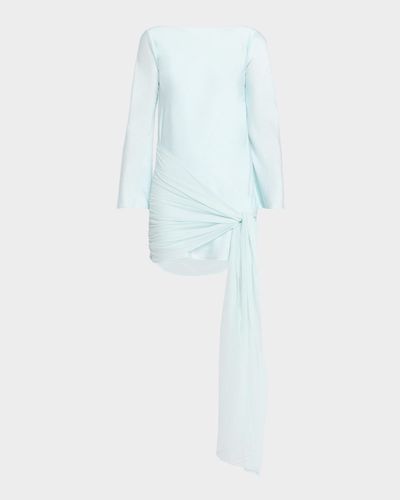 Significant Other Farrah Draped Long-Sleeve Satin Mini Dress