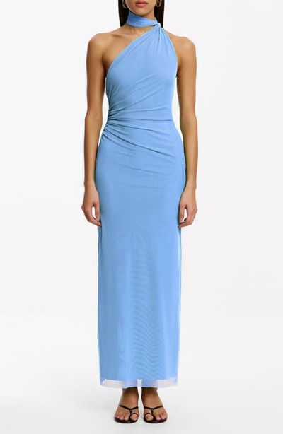 Significant Other Significant Other Avni Asymmetric Halter Neck Mesh Gown