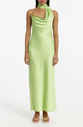 Significant Other Significant Other Luka One-Shoulder Scarf Detail Satin Gown