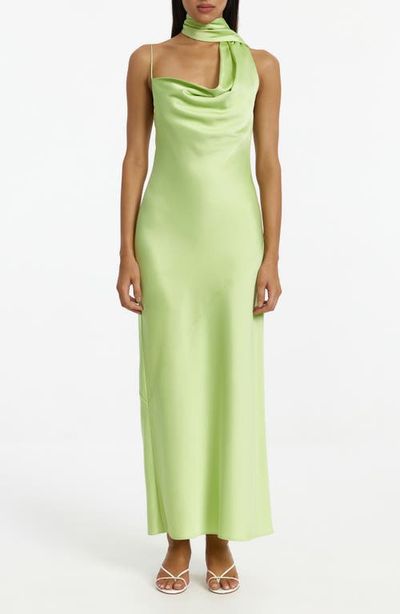 Significant Other Significant Other Luka One-Shoulder Scarf Detail Satin Gown