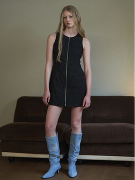 SIGREAT Jacquard Zip-Up Mini Dress