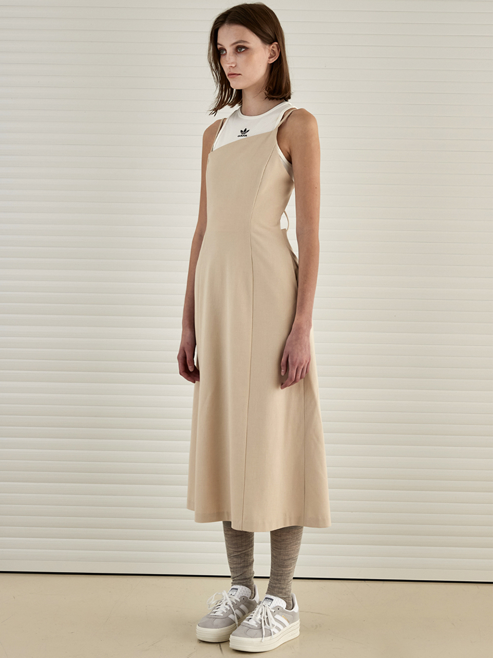 SIGREAT Strap Slip Long Dress (Beige)
