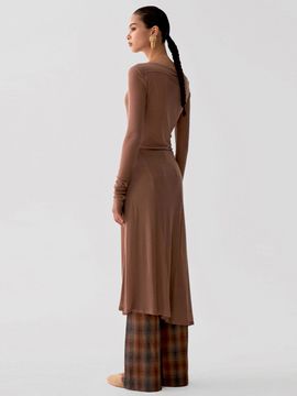 SIGREAT Unbalanced Rib Dress (Beige)
